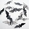 24Pcs 3D Bat Wall Stickers - Halloween Decor With Hollow Out Castle, Star, Moon Design